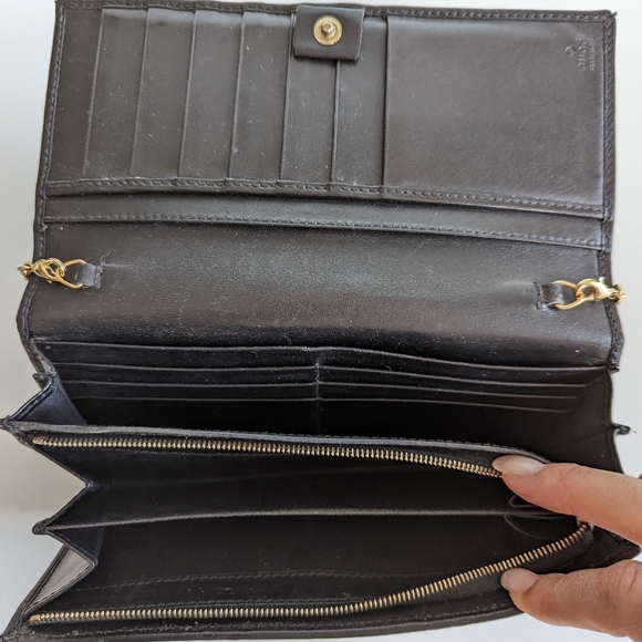 Authentic Gucci Leather Wallet w detachable chains 46"and 18" 7.5x1.5x4" Box Inc - Picture 7 of 11